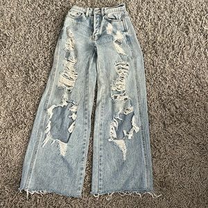 Pacsun wide legged baggy light washed ripped jeans size 22